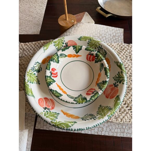 Pottery Barn Other - Vintage Pottery Barn 13-1/2” large bowl carrots and pumpkins pasta serving bowl